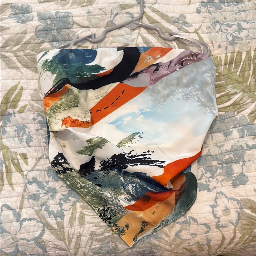 Commense Multicolor Abstract Crop Top